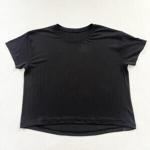 Lululemon Women Black First Release Train to Be Short Sleeve Crop Relaxed Top 10
